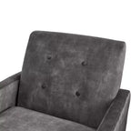 Fauteuil rembourré Okak moderne et élégant à dossier capitonné avec cadre en bois massif, chaise de lecture et de détente pour salons, zones de relaxation