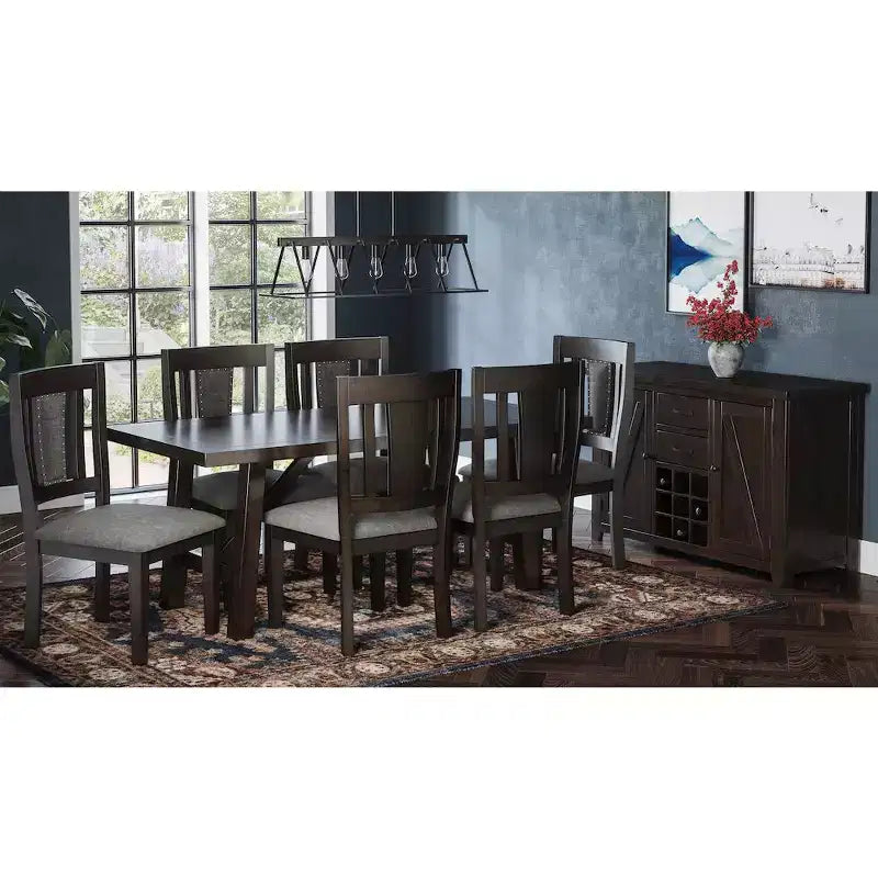 Jofran, Chaises de salle à manger American Rustics en bois tapissé à dossier ajouré avec garniture cloutée (lot de 2)