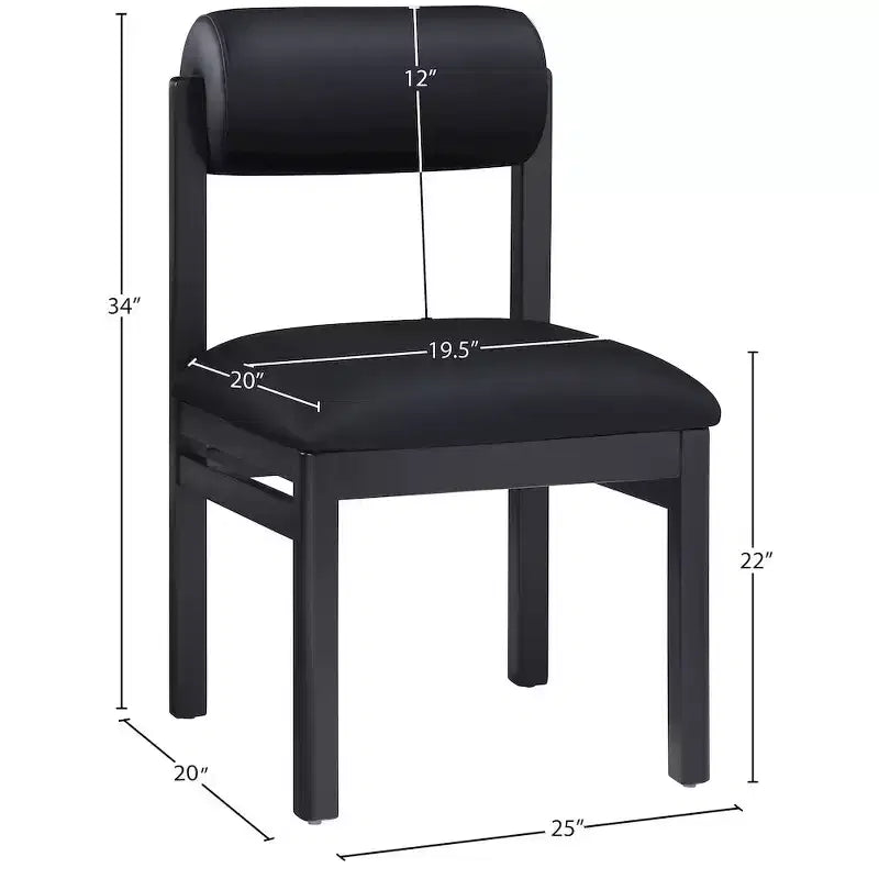 Meridian Furniture, Chaise de salle à manger tapissée en cuir végétalien Roundhill, Lot de 2