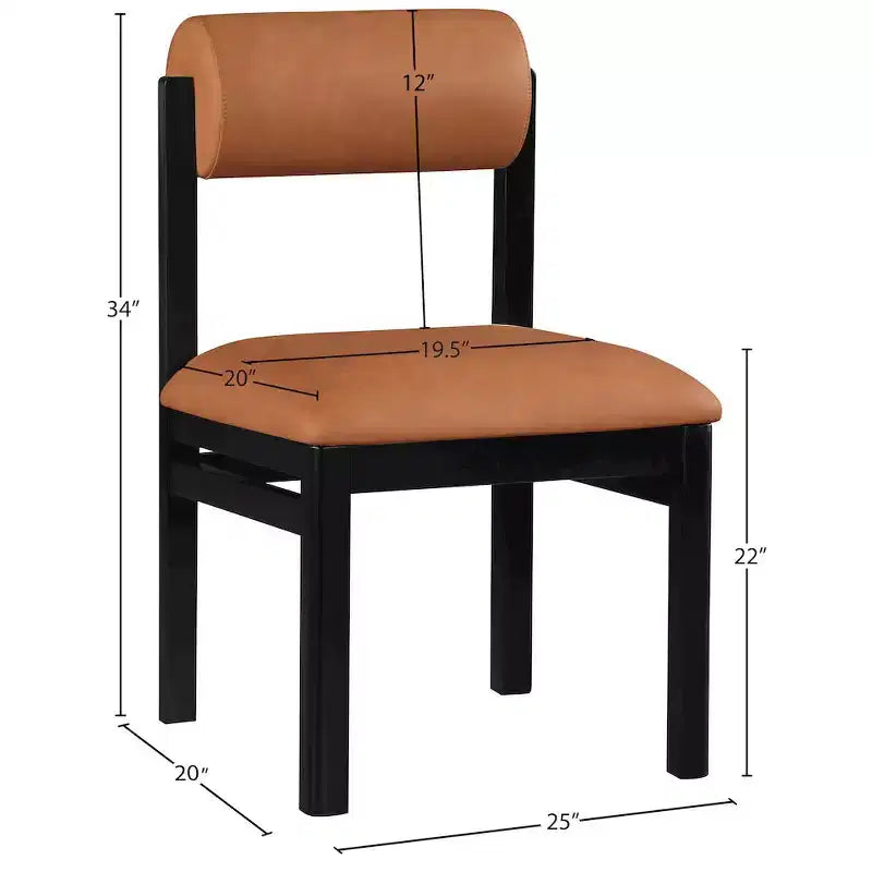 Meridian Furniture, Chaise de salle à manger tapissée en cuir végétalien Roundhill, Lot de 2