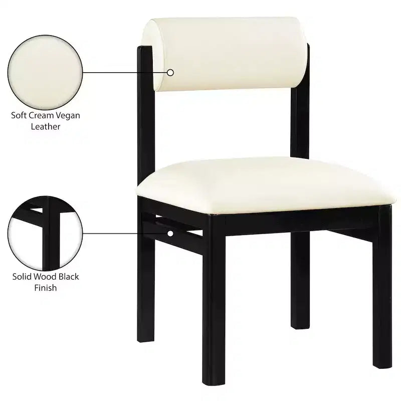 Meridian Furniture, Chaise de salle à manger tapissée en cuir végétalien Roundhill, Lot de 2