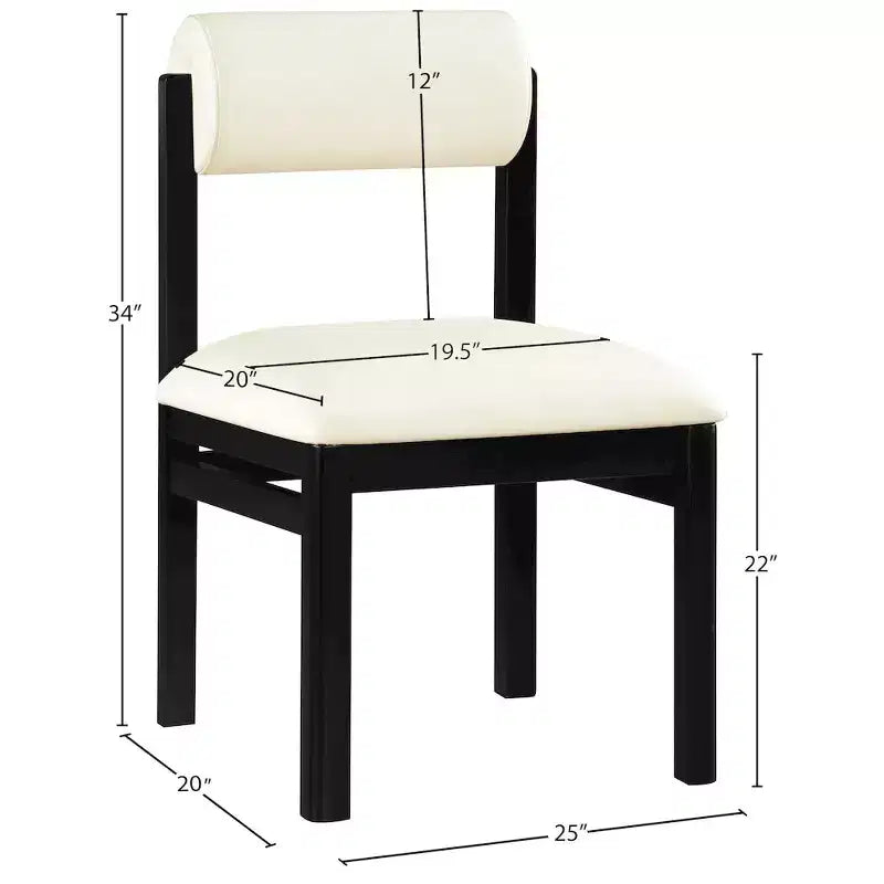 Meridian Furniture, Chaise de salle à manger tapissée en cuir végétalien Roundhill, Lot de 2