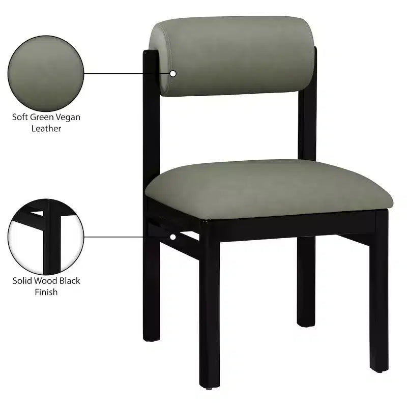 Meridian Furniture, Chaise de salle à manger tapissée en cuir végétalien Roundhill, Lot de 2
