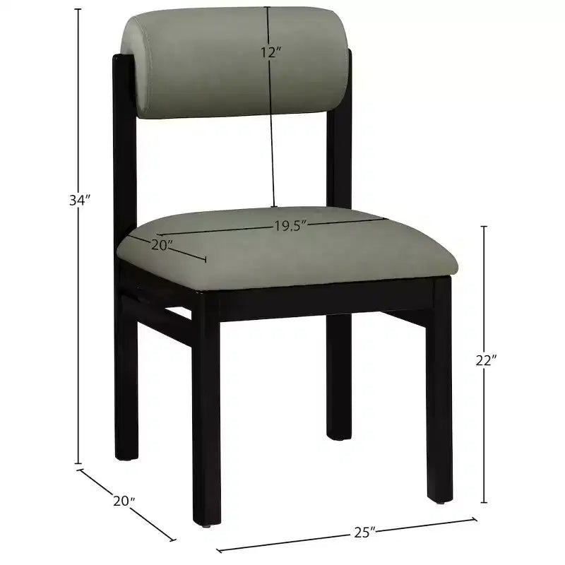Meridian Furniture, Chaise de salle à manger tapissée en cuir végétalien Roundhill, Lot de 2