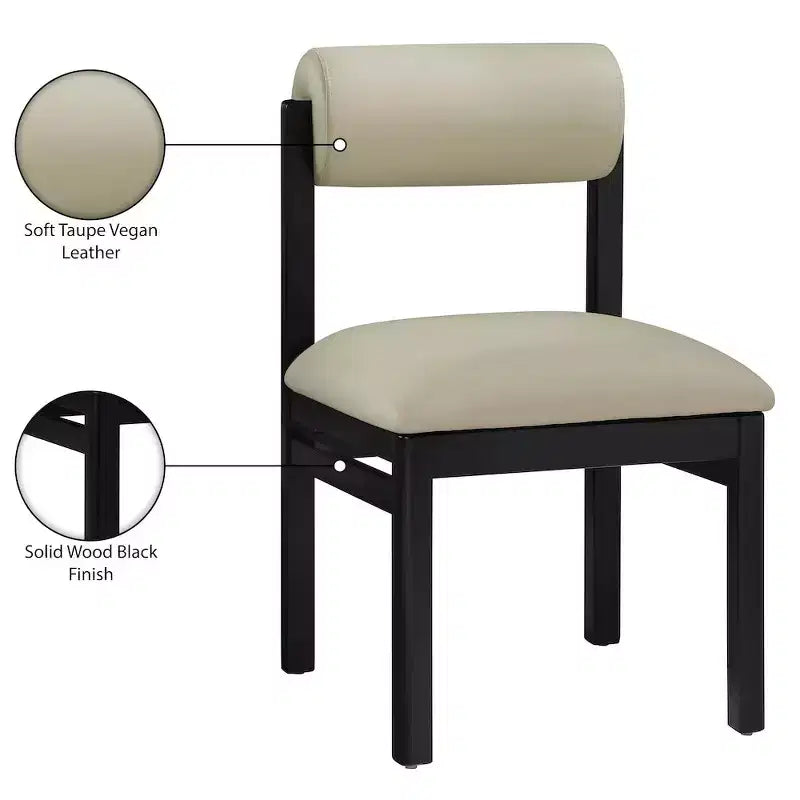 Meridian Furniture, Chaise de salle à manger tapissée en cuir végétalien Roundhill, Lot de 2