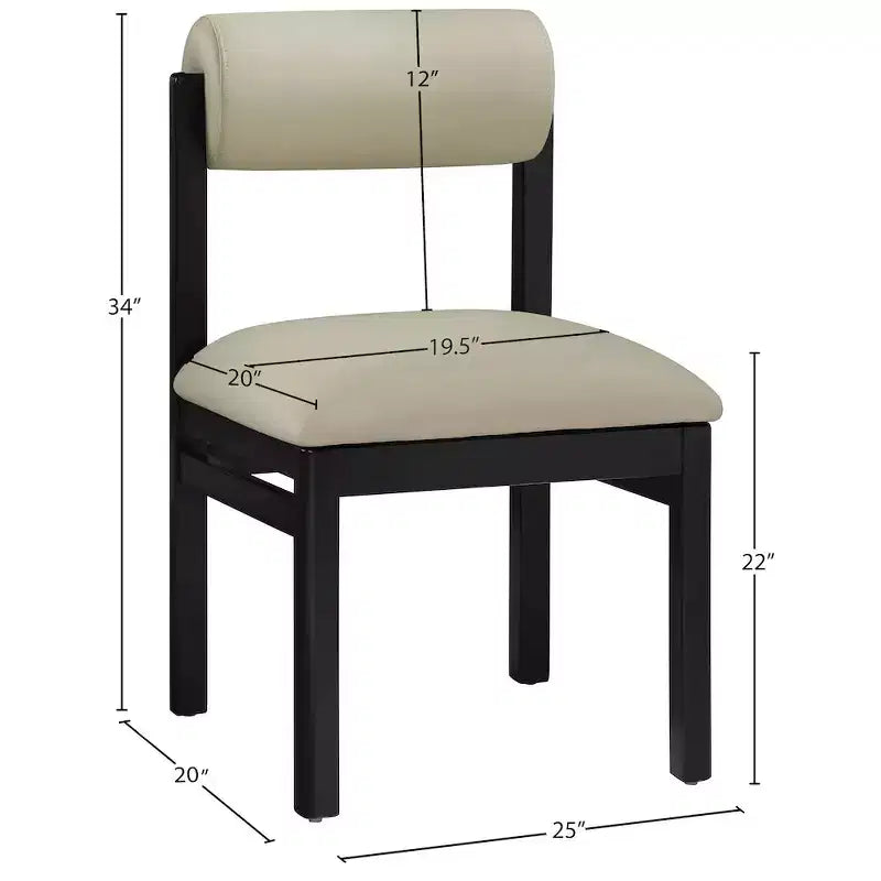 Meridian Furniture, Chaise de salle à manger tapissée en cuir végétalien Roundhill, Lot de 2