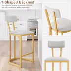 Lot de 2 tabourets de bar CuisinSmart, tabourets de bar hauts modernes avec dossier, tabourets de bar hauteur comptoir, tabourets de comptoir en métal rembourrés