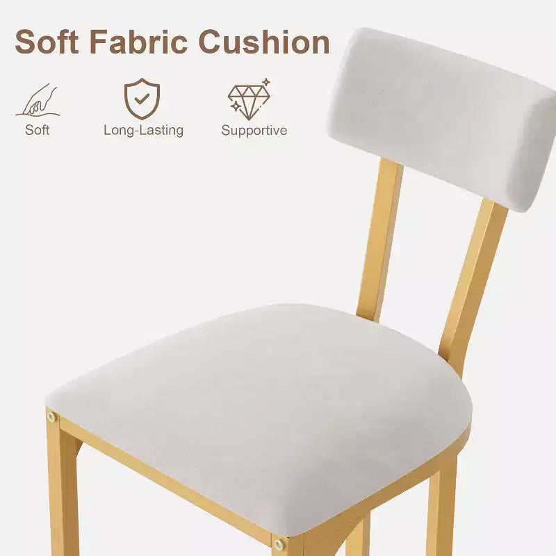 Lot de 2 tabourets de bar CuisinSmart, tabourets de bar hauts modernes avec dossier, tabourets de bar hauteur comptoir, tabourets de comptoir en métal rembourrés