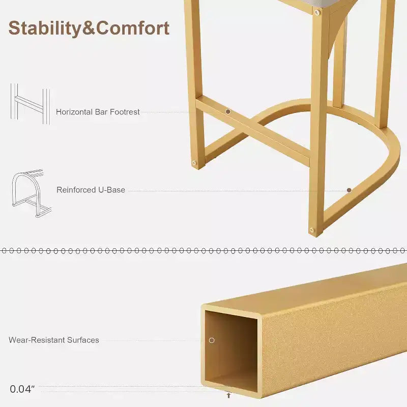 Lot de 2 tabourets de bar CuisinSmart, tabourets de bar hauts modernes avec dossier, tabourets de bar hauteur comptoir, tabourets de comptoir en métal rembourrés