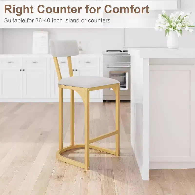 Lot de 2 tabourets de bar CuisinSmart, tabourets de bar hauts modernes avec dossier, tabourets de bar hauteur comptoir, tabourets de comptoir en métal rembourrés