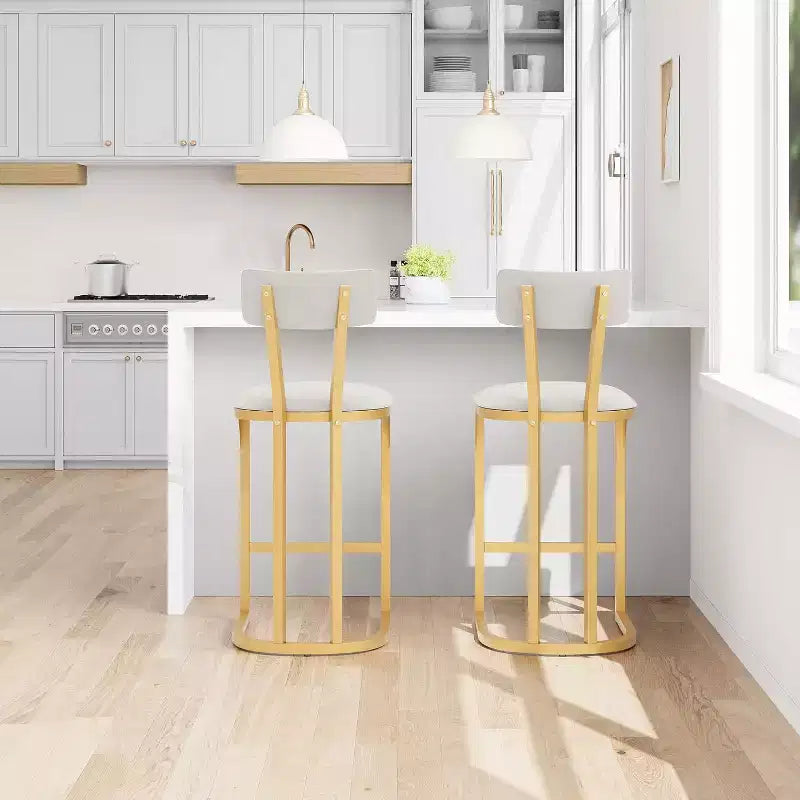 Lot de 2 tabourets de bar CuisinSmart, tabourets de bar hauts modernes avec dossier, tabourets de bar hauteur comptoir, tabourets de comptoir en métal rembourrés
