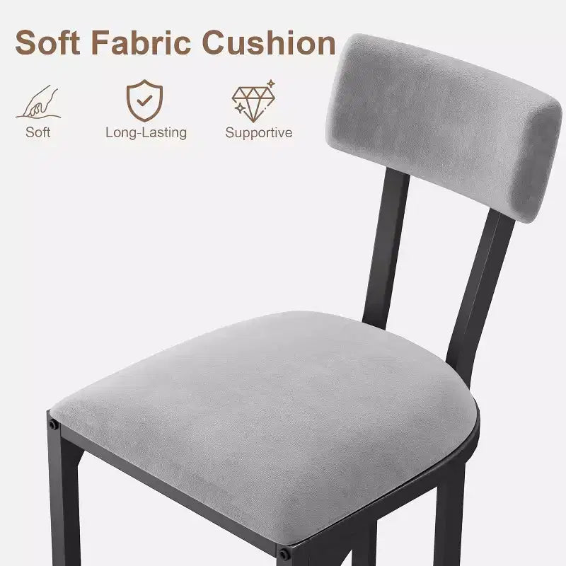 Lot de 2 tabourets de bar CuisinSmart, tabourets de bar hauts modernes avec dossier, tabourets de bar hauteur comptoir, tabourets de comptoir en métal rembourrés