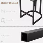 Lot de 2 tabourets de bar CuisinSmart, tabourets de bar hauts modernes avec dossier, tabourets de bar hauteur comptoir, tabourets de comptoir en métal rembourrés