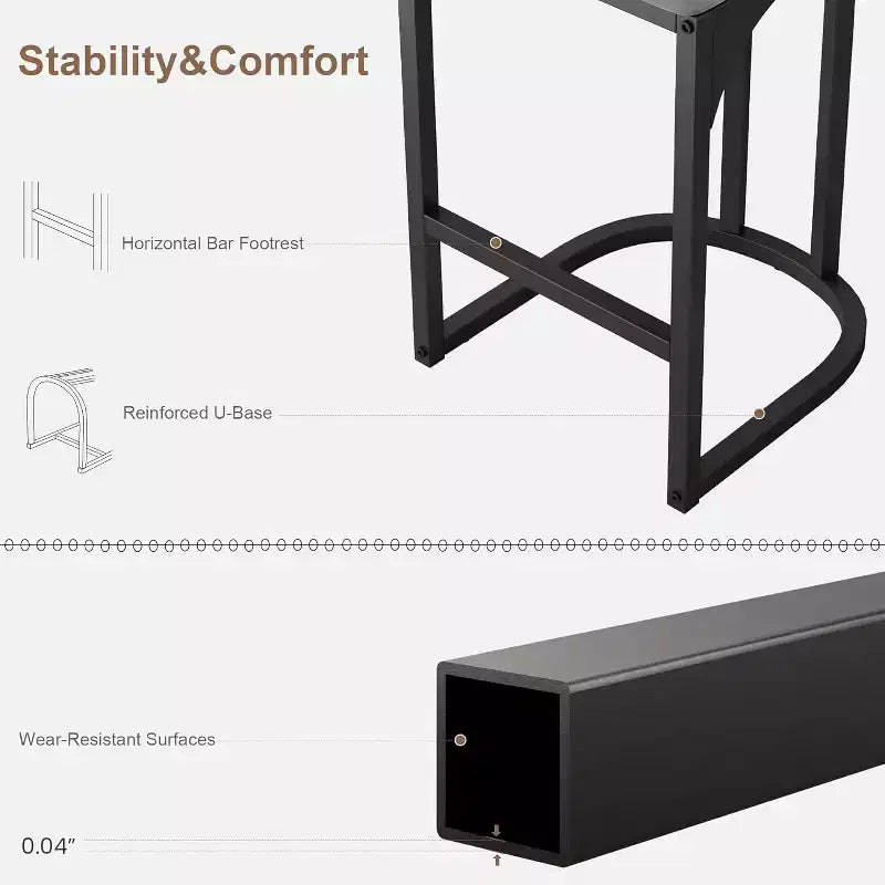 Lot de 2 tabourets de bar CuisinSmart, tabourets de bar hauts modernes avec dossier, tabourets de bar hauteur comptoir, tabourets de comptoir en métal rembourrés