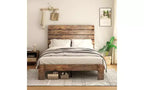 Cadre de lit double Zevemomo, cadre de lit double robuste, cadre de lit plateforme avec tête et pied de lit en bois, silencieux, aucun sommier tapissier requis, marron