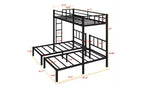 Zevemomo Lit superposé jumeau sur jumeau et jumeau XL, triple lit en métal avec protection de sécurité et échelle, 3 lits convertibles, pas de sommier tapissier requis, noir