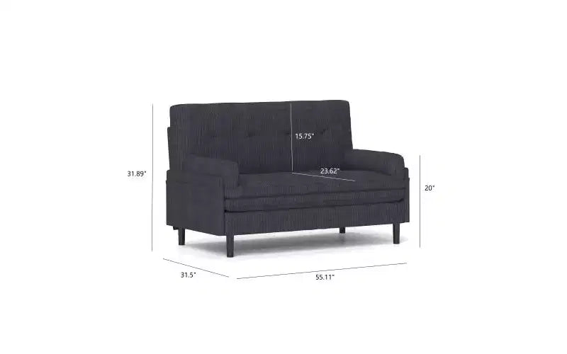 Zevemomo Canapé convertible futon, canapé-lit escamotable, convertible avec dossier réglable, revêtement en tissu velours 2 places pour salon, chambre à coucher - Gris