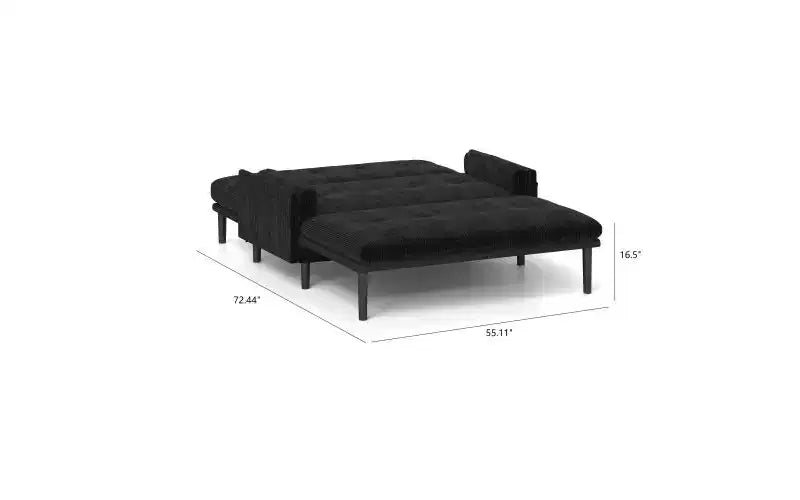 Zevemomo Canapé convertible futon, canapé-lit escamotable, convertible avec dossier réglable, revêtement en tissu velours 2 places pour salon, chambre à coucher - Gris