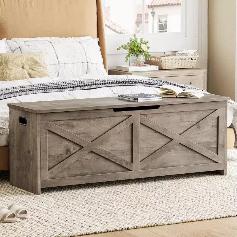 Coffre à jouets, Banc de rangement pour jouets en bois avec charnières, Montage facile, Grand coffre de rangement pour jouets, Boîte à jouets pour entrée, salon, chambre à coucher