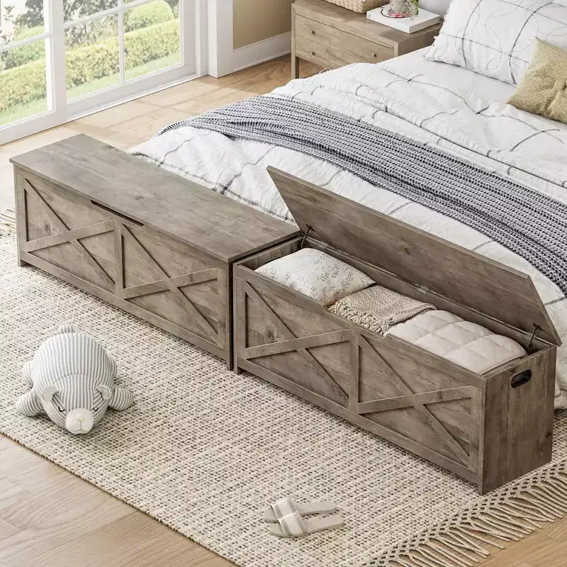Coffre à jouets, Banc de rangement pour jouets en bois avec charnières, Montage facile, Grand coffre de rangement pour jouets, Boîte à jouets pour entrée, salon, chambre à coucher