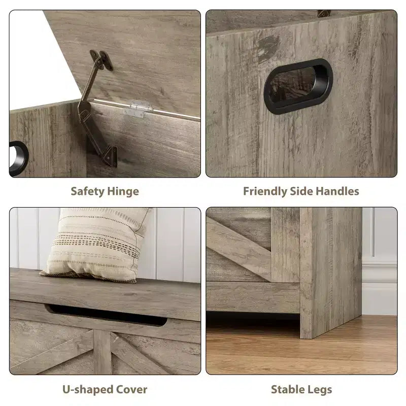 Coffre à jouets, Banc de rangement pour jouets en bois avec charnières, Montage facile, Grand coffre de rangement pour jouets, Boîte à jouets pour entrée, salon, chambre à coucher