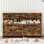 Coffre à jouets, Banc de rangement pour jouets en bois avec charnières, Montage facile, Grand coffre de rangement pour jouets, Boîte à jouets pour entrée, salon, chambre à coucher