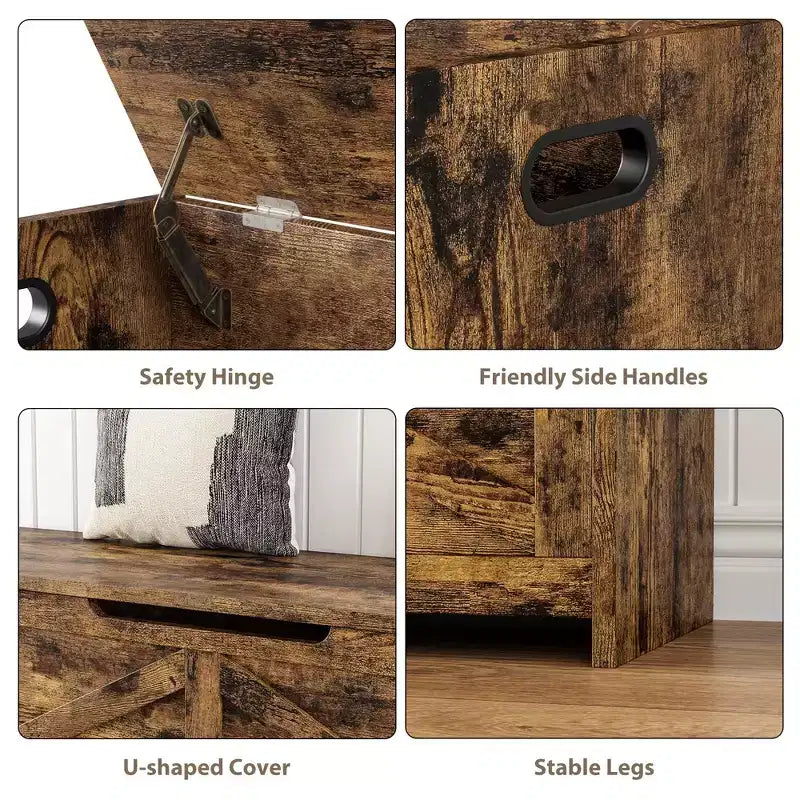 Coffre à jouets, Banc de rangement pour jouets en bois avec charnières, Montage facile, Grand coffre de rangement pour jouets, Boîte à jouets pour entrée, salon, chambre à coucher