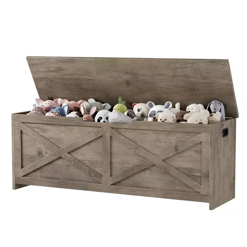 Coffre à jouets, Banc de rangement pour jouets en bois avec charnières, Montage facile, Grand coffre de rangement pour jouets, Boîte à jouets pour entrée, salon, chambre à coucher