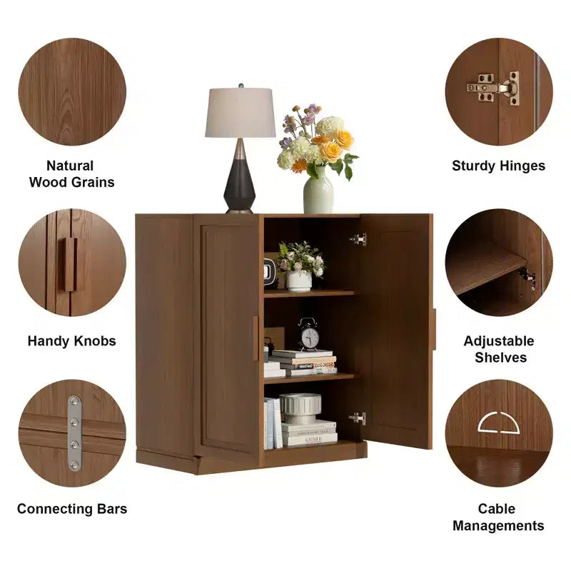 Meuble de rangement d'appoint Dovelina avec étagères réglables Buffet de salle à manger - 91,4 cm H x 78,7 cm L