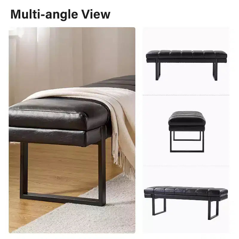Banc Fritz moderne rembourré capitonné avec pieds en métal|ART OF LIVING DESIGNS