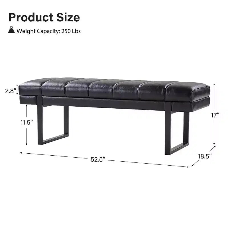 Banc Fritz moderne rembourré capitonné avec pieds en métal|ART OF LIVING DESIGNS