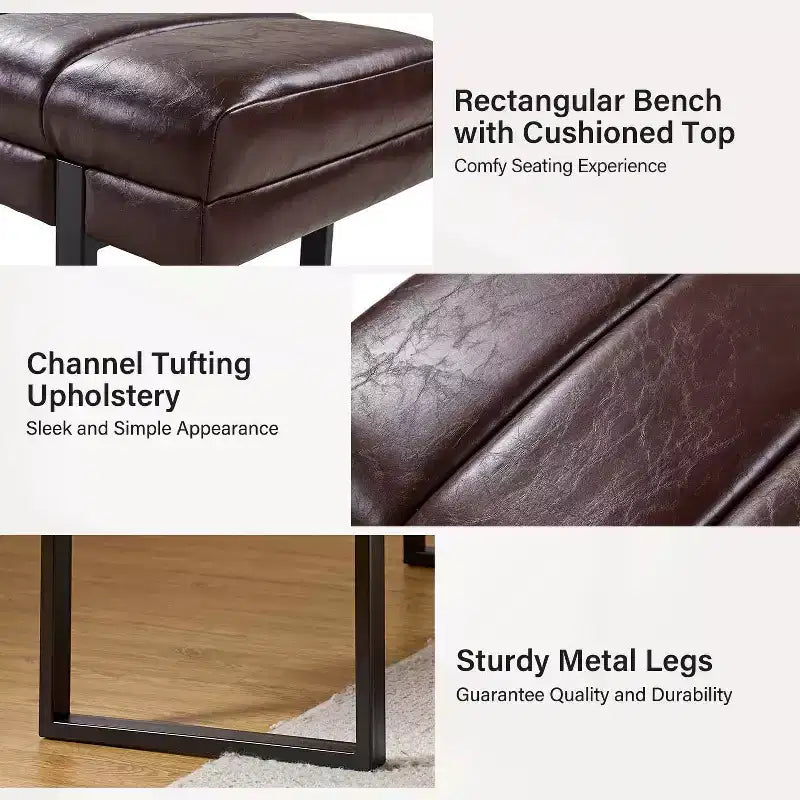 Banc Fritz moderne rembourré capitonné avec pieds en métal|ART OF LIVING DESIGNS