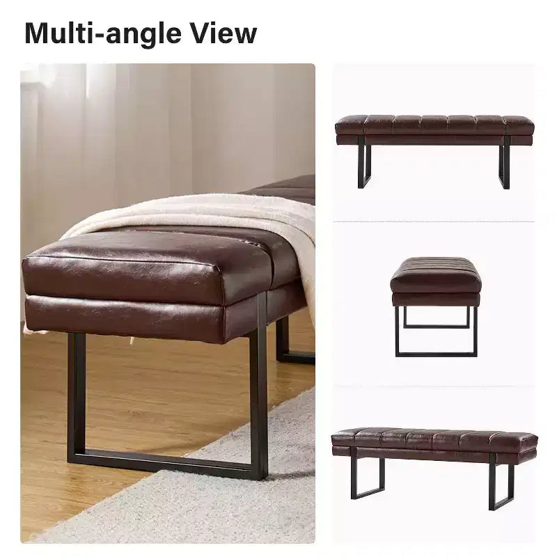 Banc Fritz moderne rembourré capitonné avec pieds en métal|ART OF LIVING DESIGNS