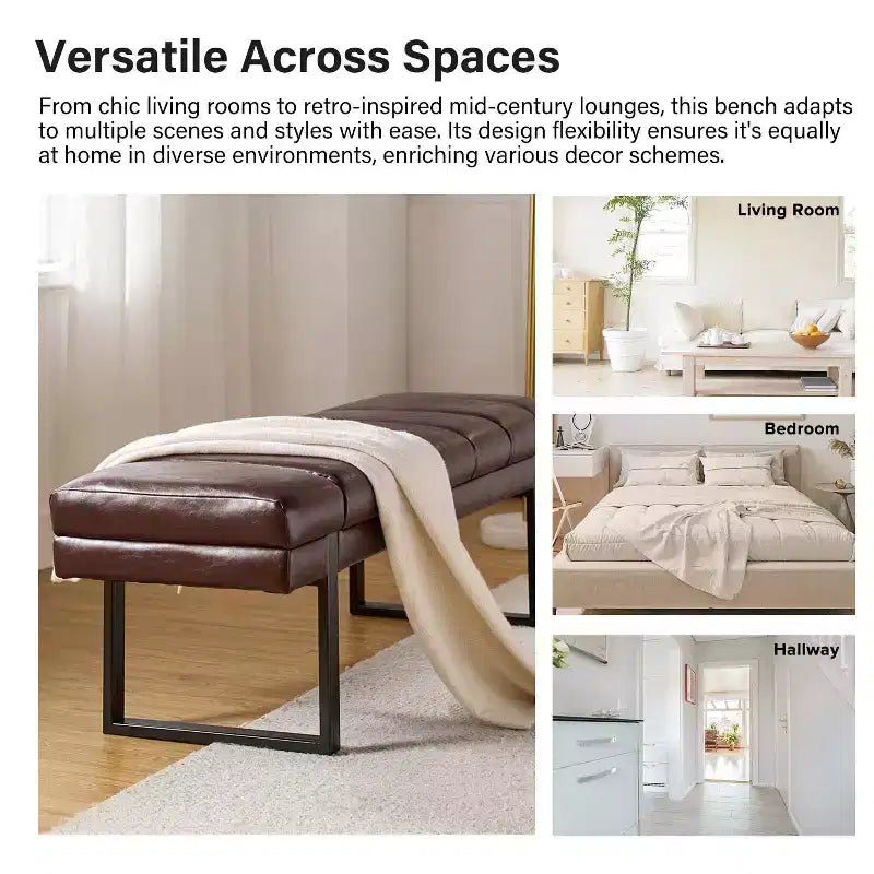 Banc Fritz moderne rembourré capitonné avec pieds en métal|ART OF LIVING DESIGNS