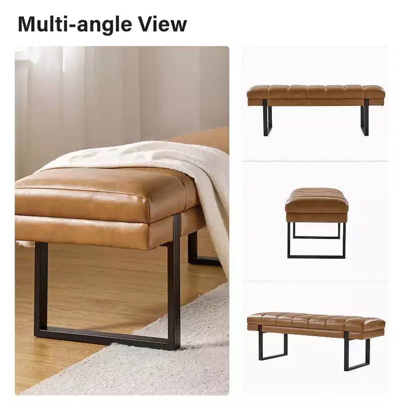 Banc Fritz moderne rembourré capitonné avec pieds en métal|ART OF LIVING DESIGNS