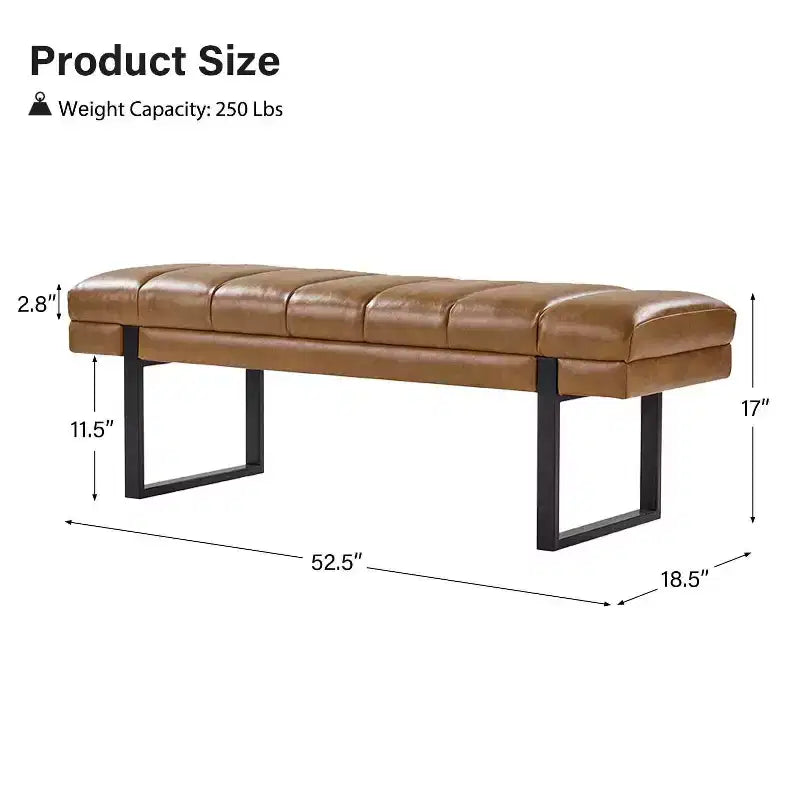 Banc Fritz moderne rembourré capitonné avec pieds en métal|ART OF LIVING DESIGNS