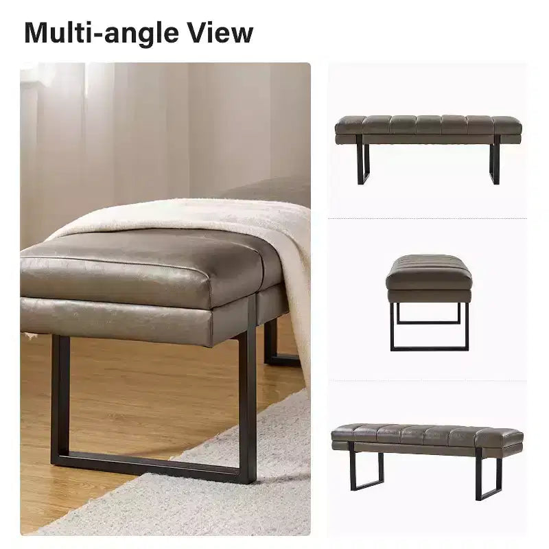 Banc Fritz moderne rembourré capitonné avec pieds en métal|ART OF LIVING DESIGNS
