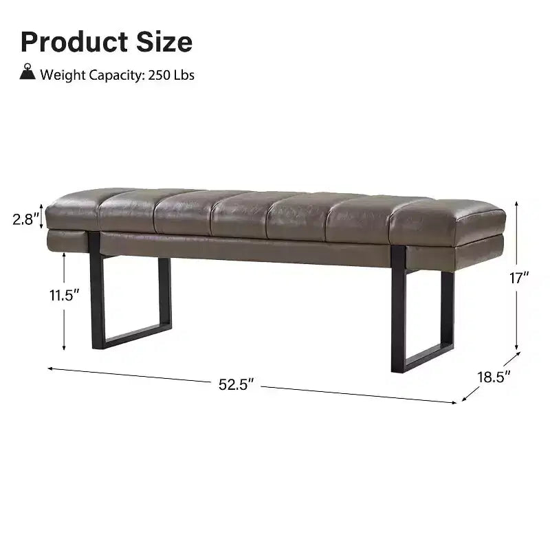 Banc Fritz moderne rembourré capitonné avec pieds en métal|ART OF LIVING DESIGNS