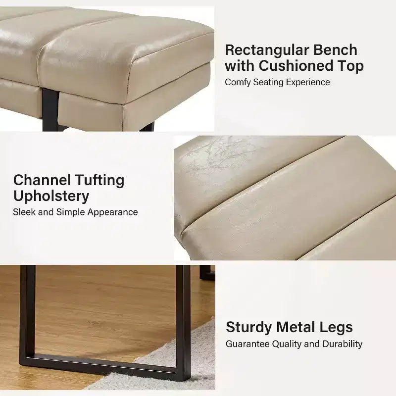 Banc Fritz moderne rembourré capitonné avec pieds en métal|ART OF LIVING DESIGNS