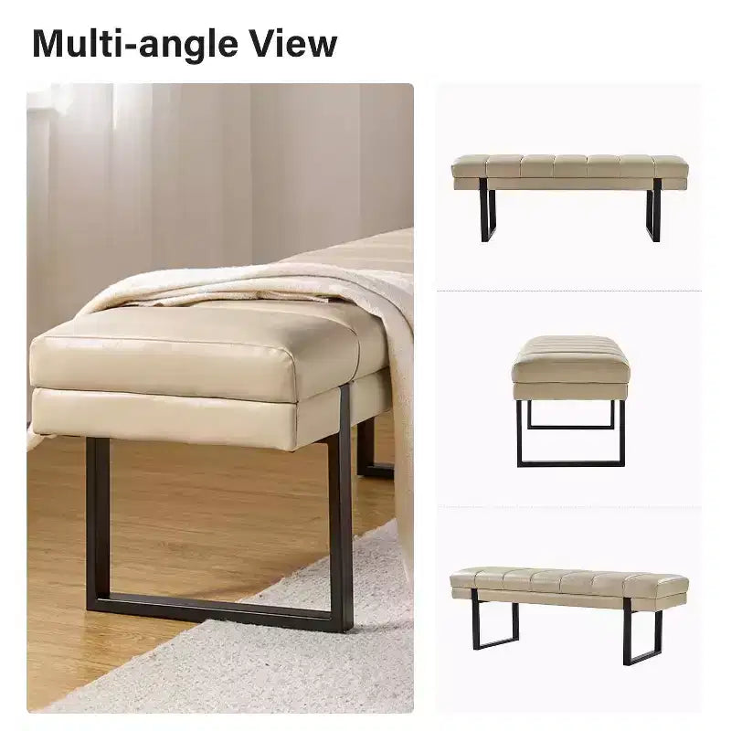 Banc Fritz moderne rembourré capitonné avec pieds en métal|ART OF LIVING DESIGNS