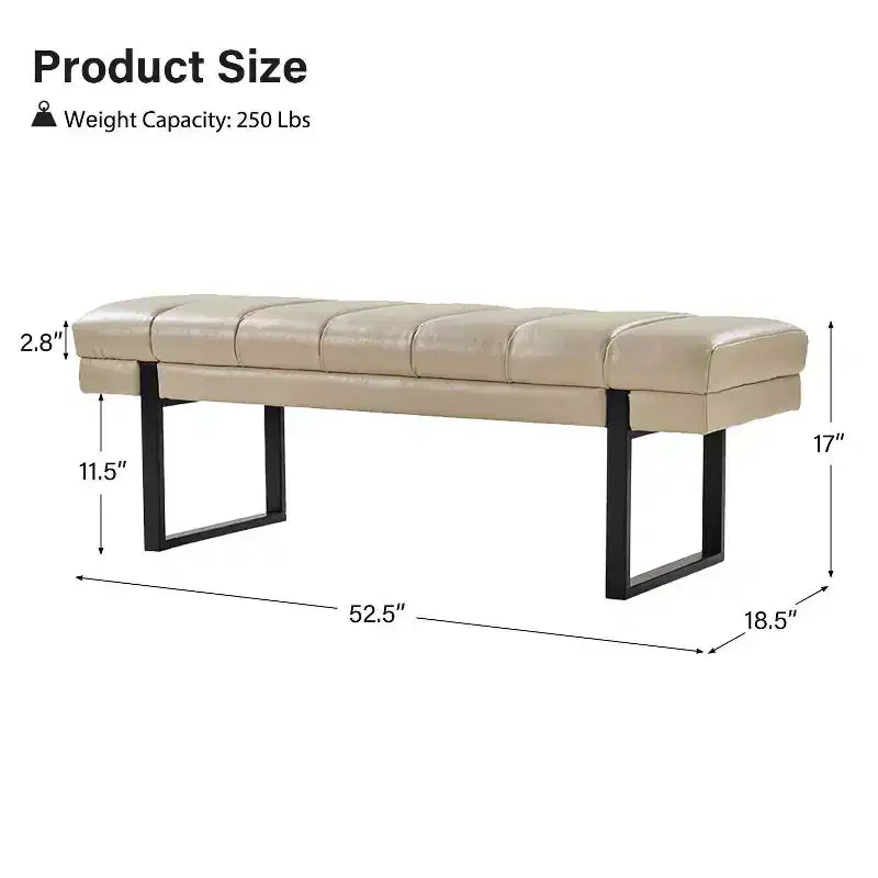 Banc Fritz moderne rembourré capitonné avec pieds en métal|ART OF LIVING DESIGNS