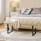 Banc Fritz moderne rembourré capitonné avec pieds en métal|ART OF LIVING DESIGNS