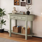 Table console élégante Okak avec finition lisse, table d'entrée avec design incurvé et 2 tiroirs, table d'appoint pour salon, couloir