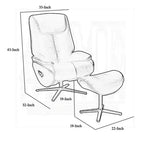 Fauteuil d'appoint pivotant Royal Hampton avec pouf, cuir pleine fleur noir moelleux