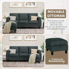 Canapés modulables compacts Celebalcony, canapé modulable 3 places en forme de L en tissu polyester avec pouf mobile pour appartements, bureau