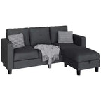 Canapés modulables compacts Celebalcony, canapé modulable 3 places en forme de L en tissu polyester avec pouf mobile pour appartements, bureau