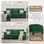 Canapés modulables compacts Celebalcony, canapé modulable 3 places en forme de L en tissu polyester avec pouf mobile pour appartements, bureau