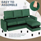 Canapés modulables compacts Celebalcony, canapé modulable 3 places en forme de L en tissu polyester avec pouf mobile pour appartements, bureau