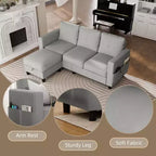 Canapés modulables compacts Celebalcony, canapé modulable 3 places en forme de L en tissu polyester avec pouf mobile pour appartements, bureau