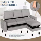 Canapés modulables compacts Celebalcony, canapé modulable 3 places en forme de L en tissu polyester avec pouf mobile pour appartements, bureau